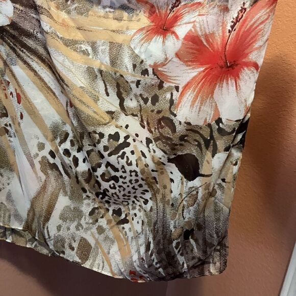 PECK & PECK Butterfly style embellished top blouse brown yellow top - Picture 3 of 8